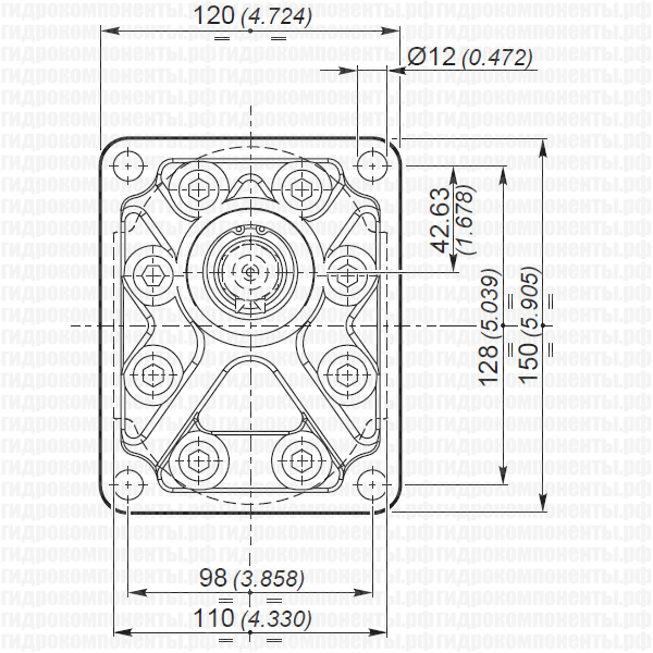 3GPG70D-10G (GALTECH, Италия) Насос шестеренный 70 см3 третьей группы, конический вал со шпонкой, стандартный (европейский) фланец, правое вращение, порты 1 1/4" BSP и 1" BSP", 180 бар (3GP-G-700-D-EUR-B-N-10-0-G, 1GP30010559)