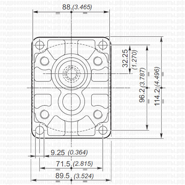 Стандартный европейский фланец Ø = 36,5 мм (96x72 мм)