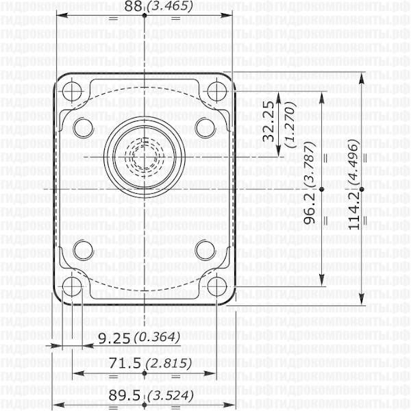 Стандартный европейский фланец Ø = 36,5 мм (96x72 мм) Galtech 2SPG (2SP-G)