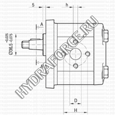 GHP2 шестерёнчатый насос второй группы (4,5 см3 - 35,2 см3), фланец Ø = 36,5 мм, 96x72 мм (Marzocchi Pompe, Италия)