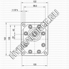 GHP3 шестерёнчатый насос третьей группы (20 см3 - 87 см3), фланец Ø = 50,8 мм, 128x98 мм (Marzocchi Pompe, Италия)