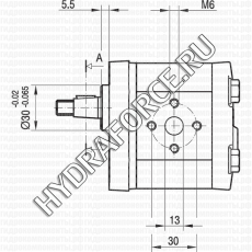 GHP1 шестерёнчатый насос первой группы (1,4 см3 - 13,8 см3), фланец Ø = 30 мм, 73x56 мм (Marzocchi Pompe, Италия)