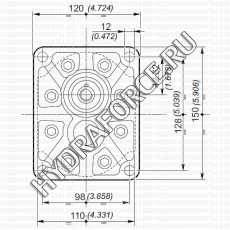 3SPA шестерёнчатый насос третьей группы (19,0 см3 - 61,1 см3), фланец Ø = 50,8 мм, 128x98 мм (Galtech, Италия)